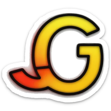 The word GG with the colors red black and yellow. Neon color theme sticker