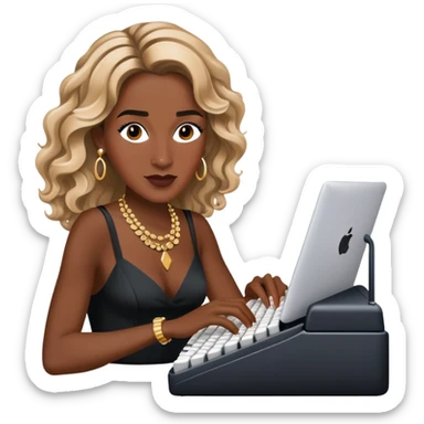 Carrie Bradshaw typing but black  sticker