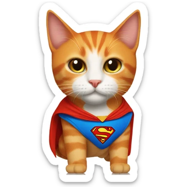Orange cat with a superman costume  sticker