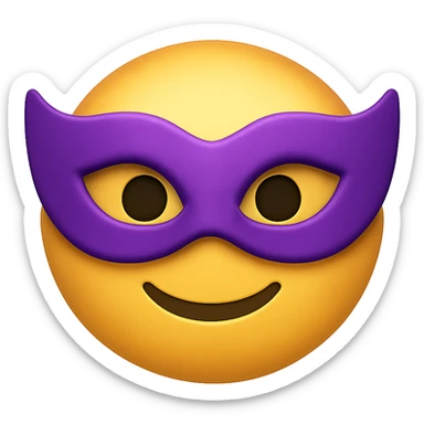 face with purple masquerade mask emoji, digital illustration sticker