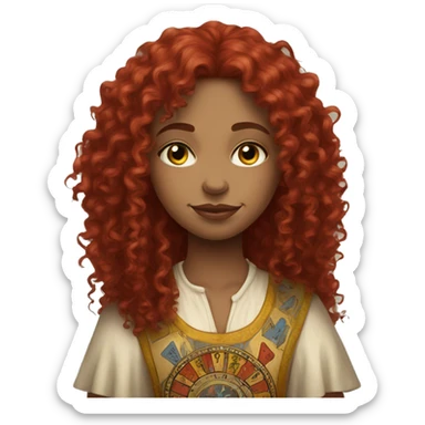 Red curly girl with tarot sticker