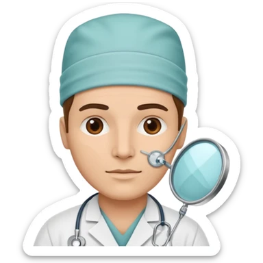 
Cartoon surgeon planning a facelift for Plastic and Reconstructive Surgery sticker
