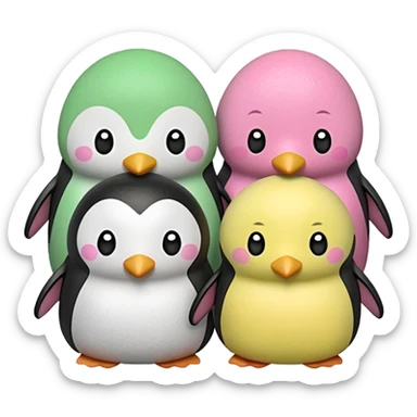3 dango penguins with the colors of a pink, green, and yellow mochi  sticker