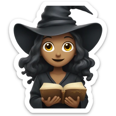 A witch with a book in her hand sticker