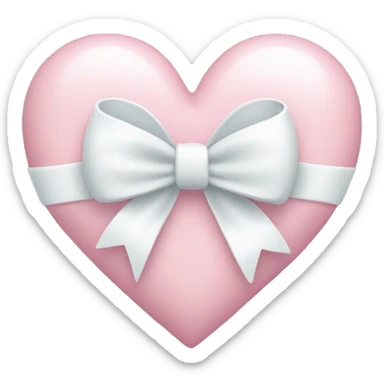 Pastel pink heart with white bow sticker