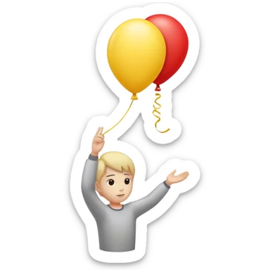 letting go of a yellow red balloon hand  sticker