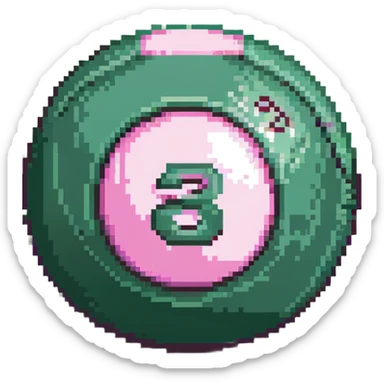 pink billiard ball with the number 23 inside a white circle sticker