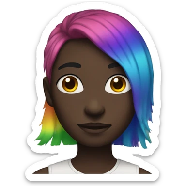 gay with rainbow hair, rainbow eyes, black skin sticker