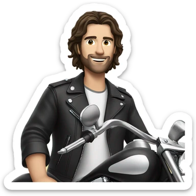White brunette man on a Harley sticker