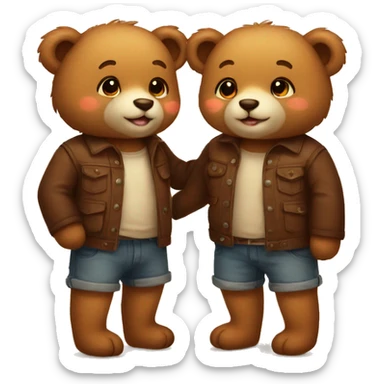 Cute little bears couple in love sticker