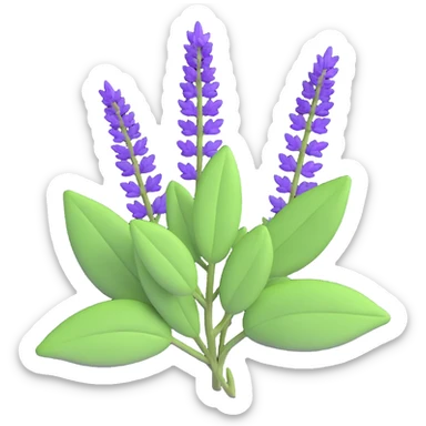 Enhance the Salvia nemorosa (woodland sage) emoji to be more three-dimensional and voluminous, with improved depth and realism, maintaining the 3D iOS emoji style and transparent background. sticker