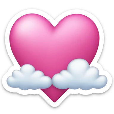 pink heart + cloud sticker
