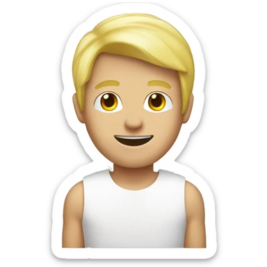 blond guy with sign with noobje on it sticker