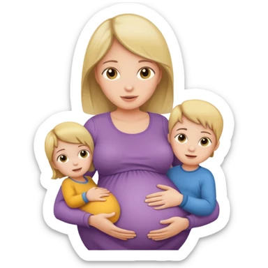 pregnant girl holding three children sticker
