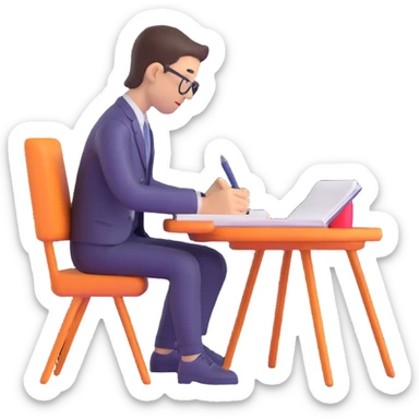 a human writing in a notebook sticker