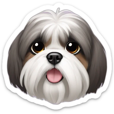 Shih Tzu dog blackish mouth hair and with a collar saying Macchi sticker