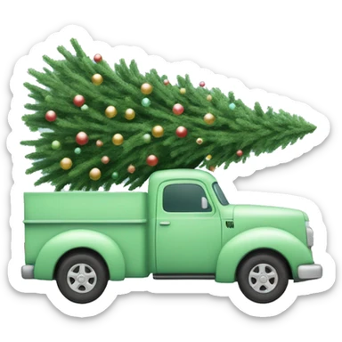 Pastel green truck with Christmas tree sticker