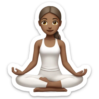 white brown haired girl doing yoga with white pilates clothes sticker