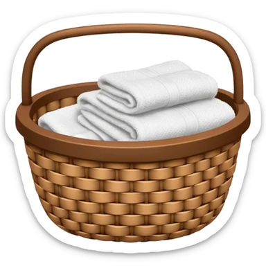 Woven Brown basket with white towels sticker