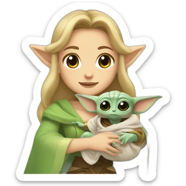 Cute Princess Zelda holding baby yoda sticker