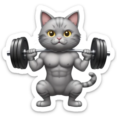 Cat lifting weights  sticker
