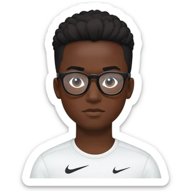 A black boy with a black glaces and nike tech sticker