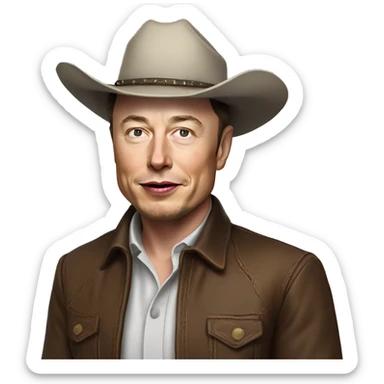 photorealistic elon musk cowboy sticker