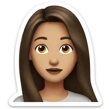 brunette long hair, big brown almond eyes, full lips sticker