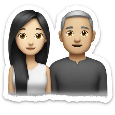 Asian girl with white man sticker