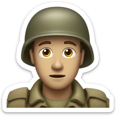 A world war two era soldier staring into the distance, clearly traumatized  sticker