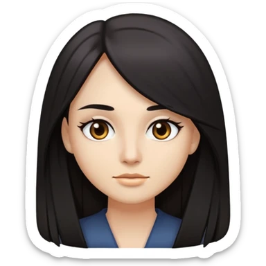 dark long straight hair and dark eyes medium height and medium build sticker