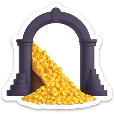 gold mine with sparkling gold spilling out of the entrance sticker