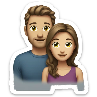 Couple with the man as 6 feet with brown hair and brown eyes and woman that’s 5 feet with brown hair and green eyes sticker