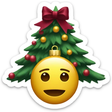 Christmas tree with burgundy decorations  sticker