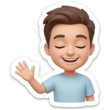 Yellow circle with closed eyes smiling shaking horizontally sticker