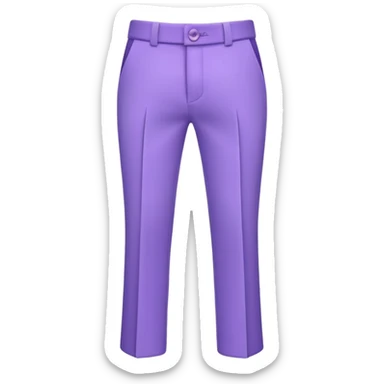 A 3D cartoon lavender-purple formal pant with visible seams and buttons, soft shading, isolated plain background, Memoji-style. sticker