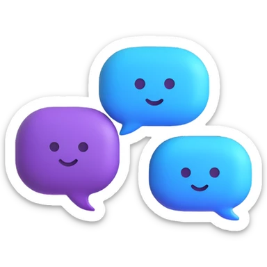 chat conversation bubbles, purple and blue, modern emoji style sticker