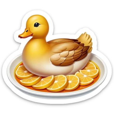 Nanjing salted duck with glistening skin slices, simplified emoji style with bold outlines and bright colors, cartoon style Jiangsu poultry dish sticker