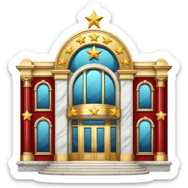 luxurious 5-star hotel, elegant building with five gold stars above the entrance sticker