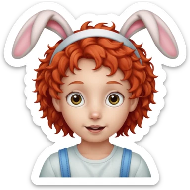 kid with braces bunny eared red haired curly big braces sticker