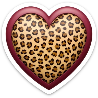 Leopard print heart burgundy sticker