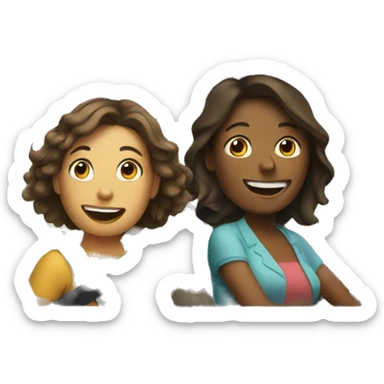 Mum and girl riding in a car sticker