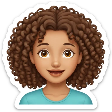 mixed-race girl with curly brown hair, joyful expression sticker