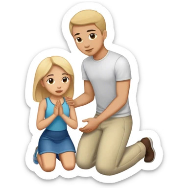 Create me an emoji of a man on his knees before a woman (one man, one woman only) sticker