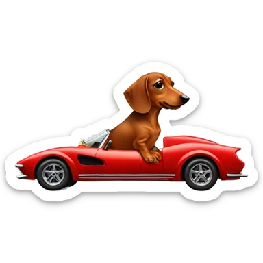daschund in ferrari sticker