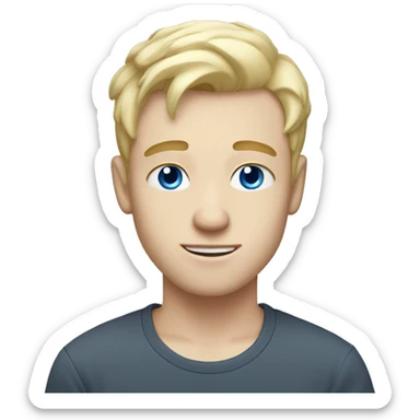 pale guy with blue eyes light blonde hair that is short on the sides  sticker