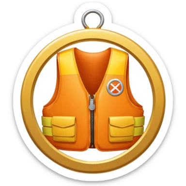 a gold medal with a lifevest engraved on it sticker