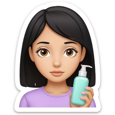 tan girl black hair cute pastel colors skin care sticker