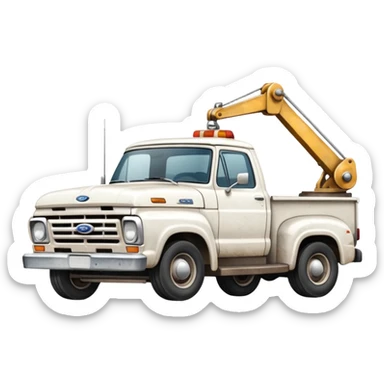 white ford car being towed sticker