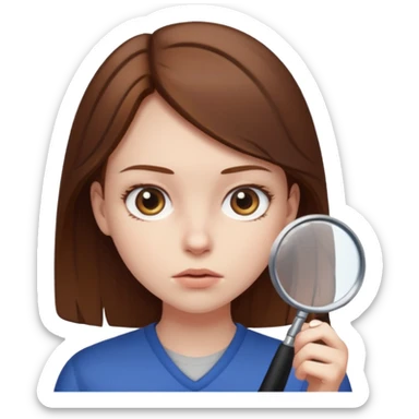 girl investigating sticker